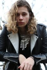 Mens Black and White Contrast Leather Jacket USA