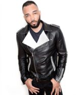 Mens Black and White Contrast Leather Jacket United States