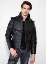 Mens Blackout Armor Leather Jacket Limited Edition US