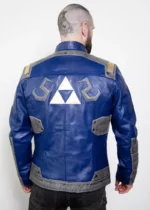 Mens Blue Leather Legendary Race Shield Edition Jacket US