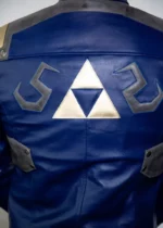 Mens Blue Leather Legendary Race Shield Edition Jacket