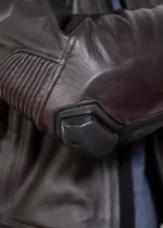 Mens Brown Leather Motorcycle Jacket with Armor US