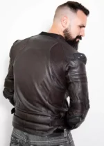 Mens Brown Leather Motorcycle Jacket with Armor USA
