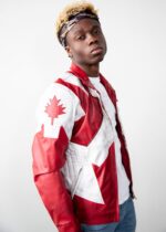 Mens Canuck Canadian Flag Leather Jacket Red White USA