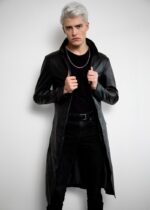 Mens Classic Black Leather Trench Coat United States