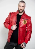 Mens Cobra Kai Johnny Red Retro Leather Jacket