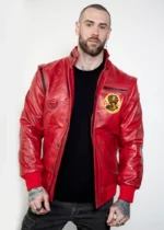 Mens Cobra Kai Johnny Red Retro Leather Jacket US