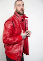 Mens Cobra Kai Johnny Red Retro Leather Jacket United States