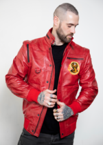 Mens Cobra Kai Johnny Red Retro Leather Jacket