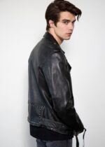 Mens Diablo Laurent Black Motorcycle Leather Jacket USA