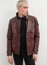 Mens Galaxy Red Leather Jacket