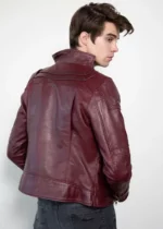 Mens Galaxy Red Leather Jacket US