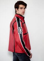 Mens Kobra Kid Red Moto Leather Jacket US