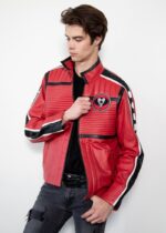Mens Kobra Kid Red Moto Leather Jacket United States