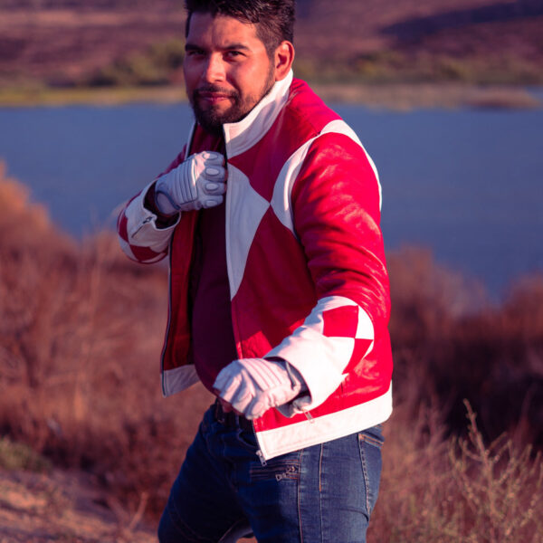 Mens Power Rangers Classic Leather Jacket Red