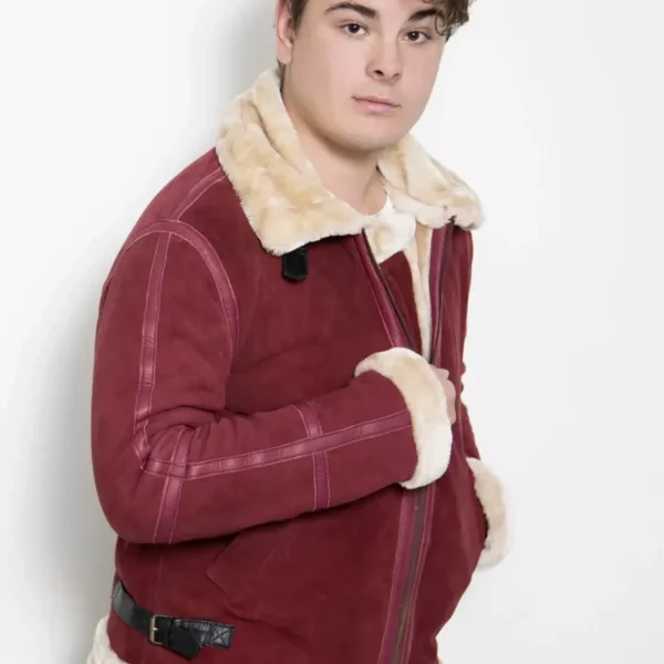 Mens Red Suede Spirited Ryan Reynolds Jacket