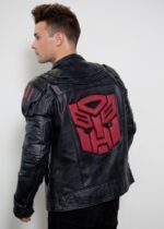 Mens Transformers Autobot Shield Black Armor Leather Jacket