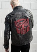 Mens Transformers Autobot Shield Black Armor Leather Jacket US