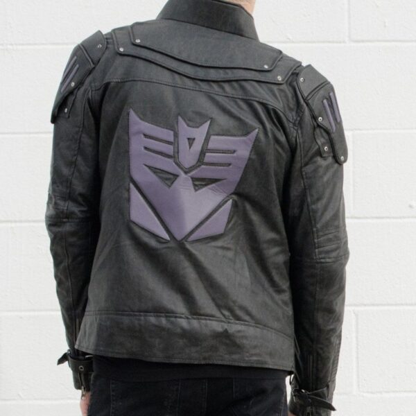 Mens Transformers Decepticon Shield Black Armor Leather Jacket