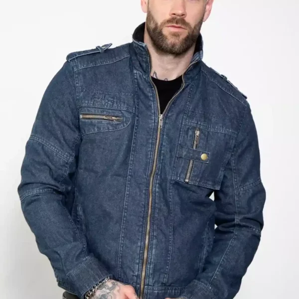 Mens Trucker Blue Flex Denim Jacket