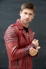Motorcycle Quilted Red Leather Jacket Mens United States