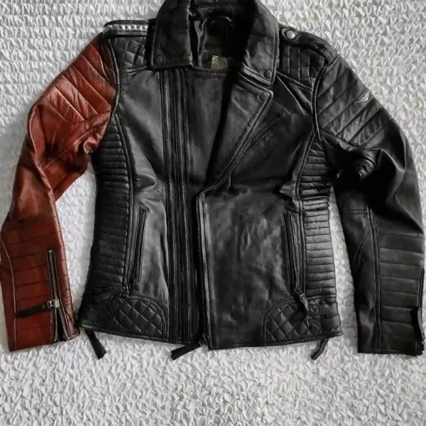 Vintage Asymmetrical Blood Red Leather Jacket