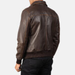 Brown Leather Bomber Jacket