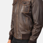Brown Leather Bomber Jacket