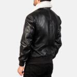 Black Leather Bomber Jacket with Fur