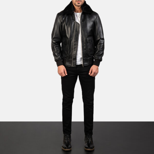 Airin G 1 Black Leather Bomber Jacket