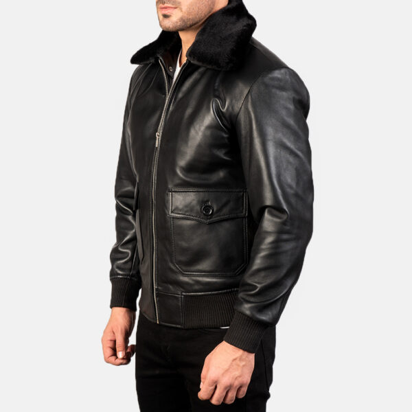 Airin G 1 Black Leather Bomber Jacket US