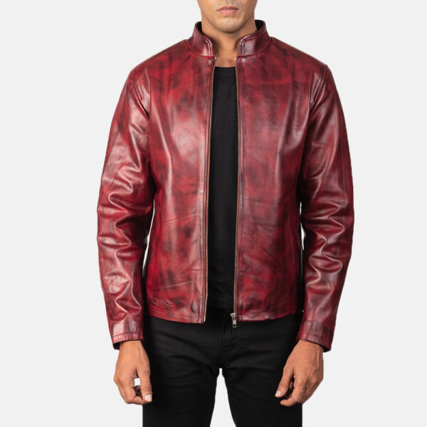 Burgundy Leather Biker Jacket