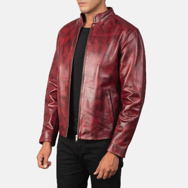 Burgundy Leather Biker Jacket