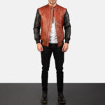 Avan Black Maroon Leather Bomber Jacket