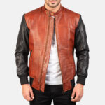 Avan Black Maroon Leather Bomber Jacket USA