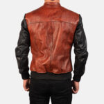Avan Black Maroon Leather Bomber Jacket