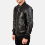 Bomia Ma 1 Black Leather Bomber Jacket US