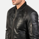 Bomia Ma 1 Black Leather Bomber Jacket USA