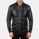 Bomia Ma 1 Black Leather Bomber Jacket United States