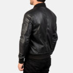 Bomia Ma 1 Black Leather Bomber Jacket