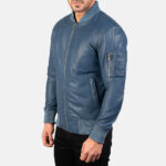 Bomia Ma 1 Blue Leather Bomber Jacket US