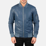 Bomia Ma 1 Blue Leather Bomber Jacket United States