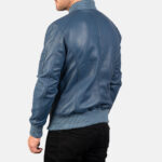 Bomia Ma 1 Blue Leather Bomber Jacket