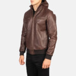 Bouncer Biz Brown Leather Bomber Jacket US