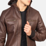 Bouncer Biz Brown Leather Bomber Jacket USA