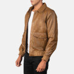 Coffmen Olive Brown A2 Leather Bomber Jacket US