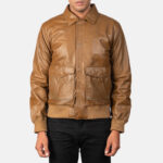 Coffmen Olive Brown A2 Leather Bomber Jacket United States