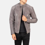 Damian Grey Suede Biker Jacket USA