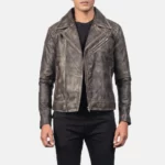 Danny Quilted Brown Leather Biker Jacket USA