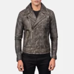 Danny Quilted Brown Leather Biker Jacket